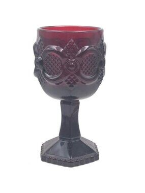 1876 Avon Cape Cod Collection Ruby Red Wine Goblet With Original Box No Candle